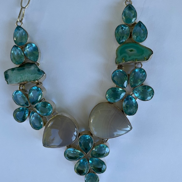 Gorgeous Sterling Silver custom made blue topaz necklace - Picture 8 of 14